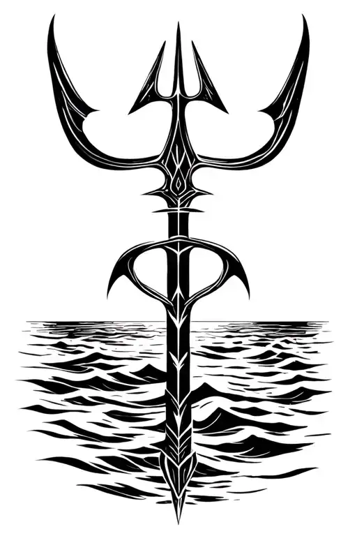 A Trident With The Ocean