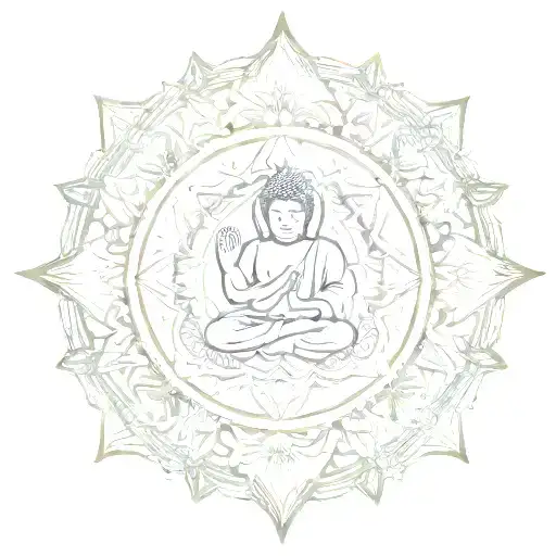 Buddha Sacred Geometry Mandala Design Incorporating Elements