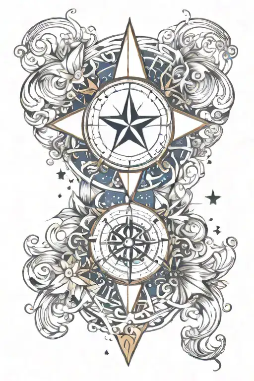 Nautical Stars And Diamonds On Arm Sleeve