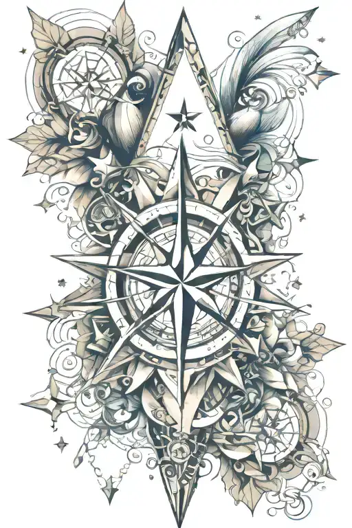 Nautical Stars And Diamonds On Arm Sleeve