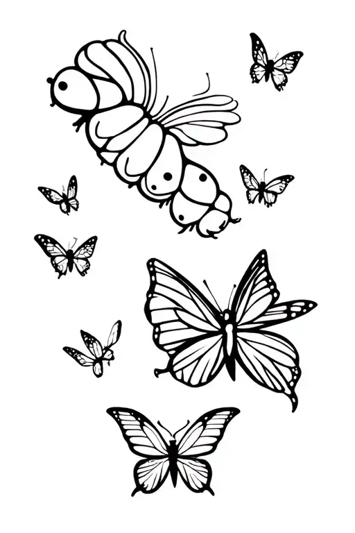 Two Caterpillars And Two Butterflies Flying In Disney Encanto Style