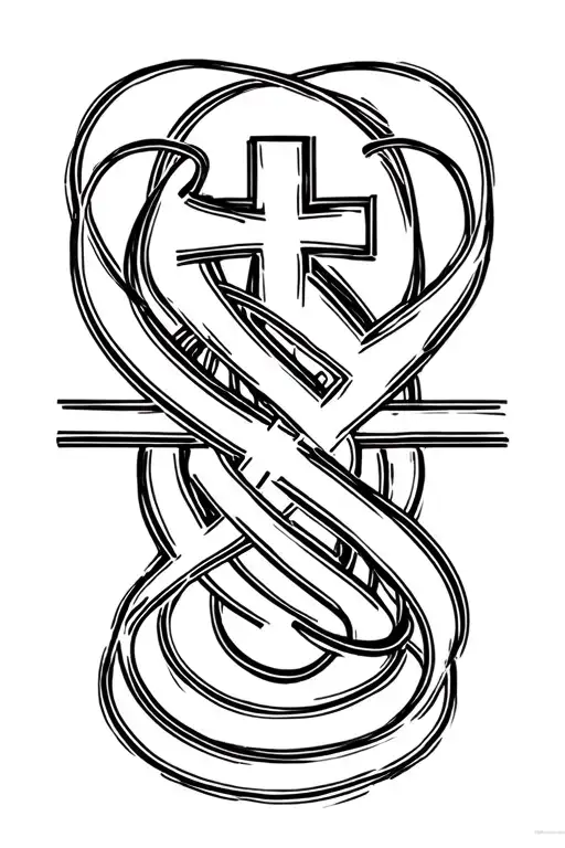Two Lines Wrapped Around With Cross In Middle It Is Surrounded