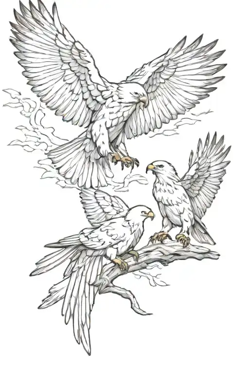 Eagle Feeding Sparrow Together Representing Your Passion