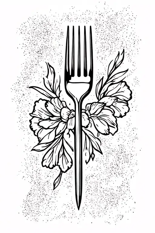 Simple 4 Prong Fork Outline Drawing