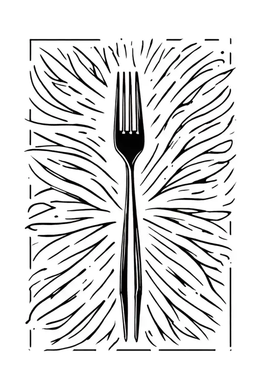 Simple 4 Prong Fork Outline Drawing