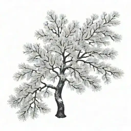 Frosted Evergreen Black And White Tree