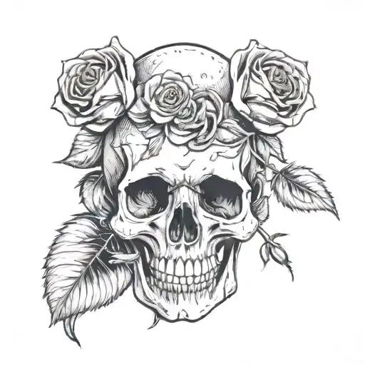 Skull With Rose In Its Mouth