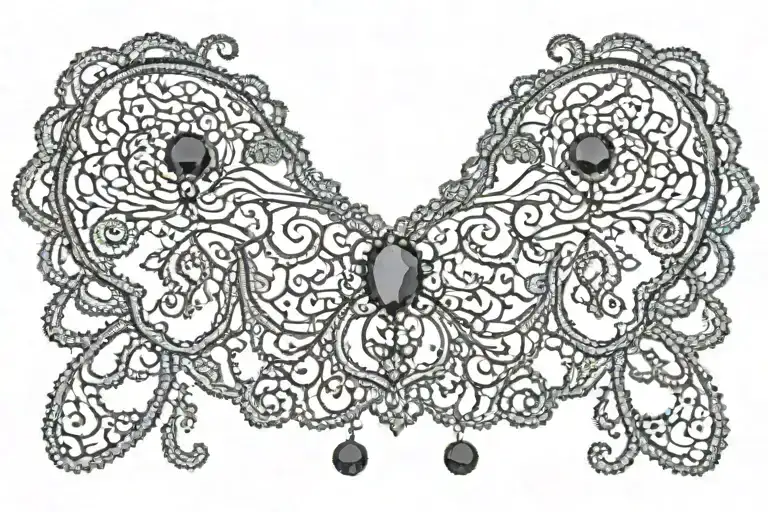 Design A Black Lace Heart With A Dangling Jewel Pendant