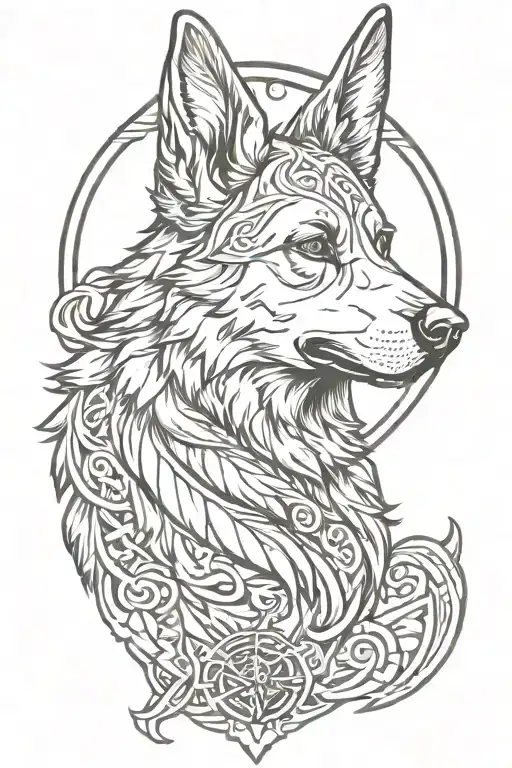 German Shepherd Norse Valkyrie Symbol
