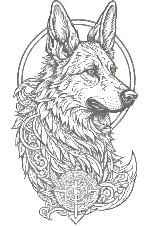 German Shepherd Norse Valkyrie Symbol