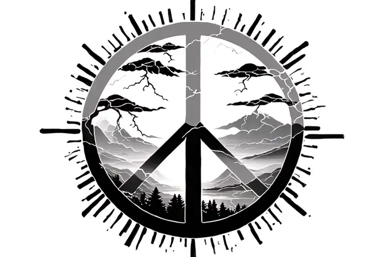 Peace And Lightining Storm And Time And Nature Inspired