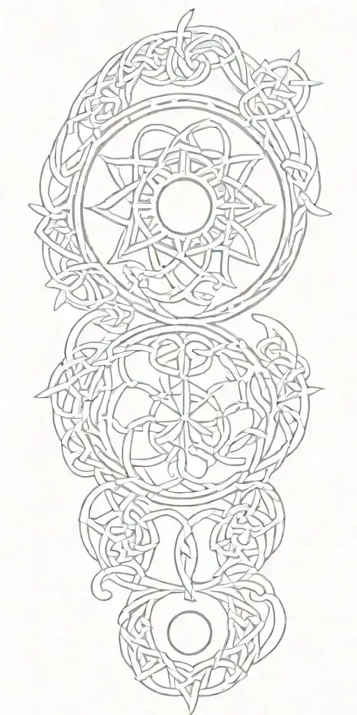 Celtic Knot Design With Sun And Moon Surrounded