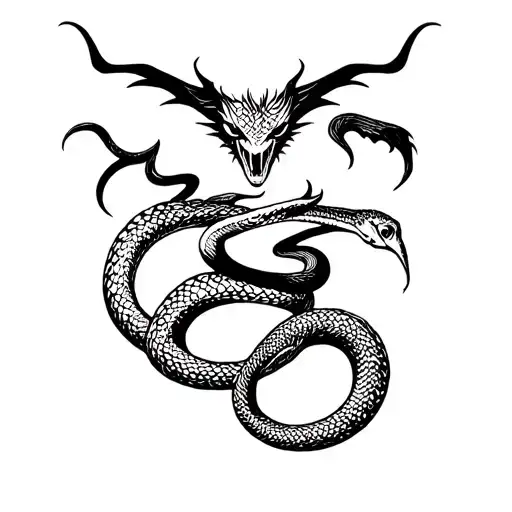 A Demon With A Snake Intertwined