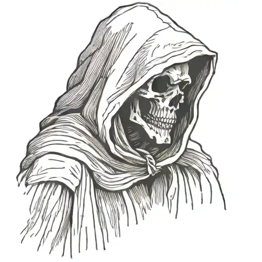Dark Figure Of Bone Hidden Behind A Dark Hood And Robe
