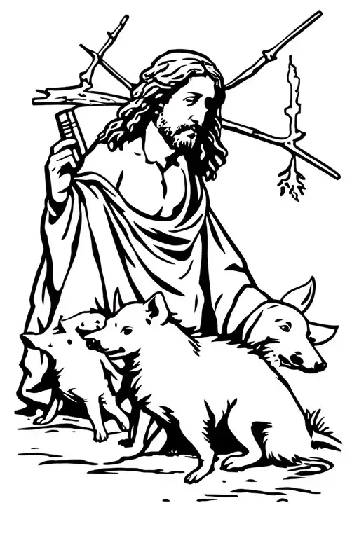Jesus And Hog Hunting With Dogs
