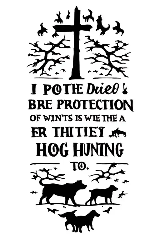 Cross With Protection Bible Verse And Hog Hunting With Dogs