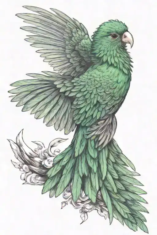 Quetzal Bird Flying Profile View