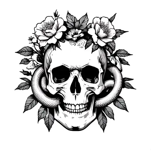 Henry Weston Keen's Skull Crowned With Snakes And Flowers