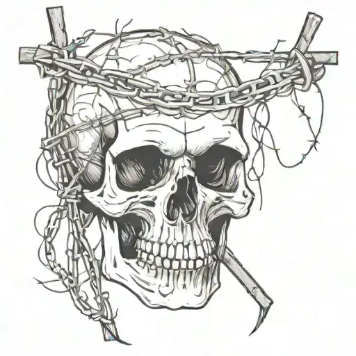 Skull With Barbed Wire