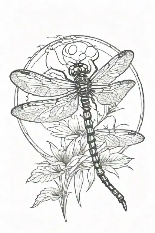 Dragonfly Flying With Marsh Scenery Cancer Symbol