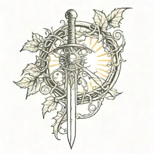 Sun And Sword With Vines