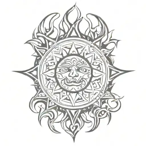 Tribal Sun With Names Subtly Incorporated