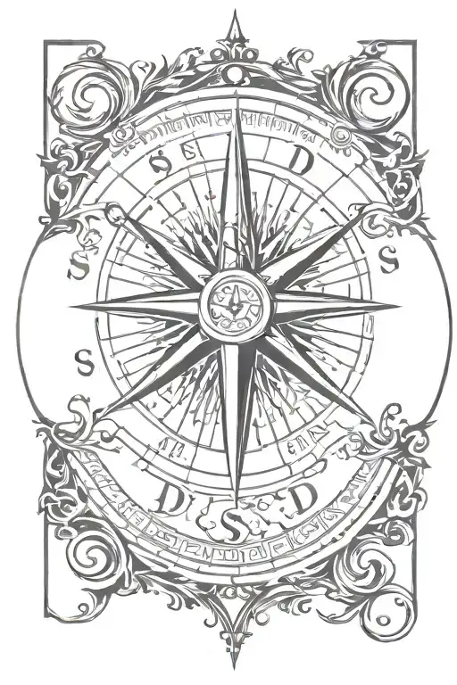 Compass Design Featuring Initials S H And D J