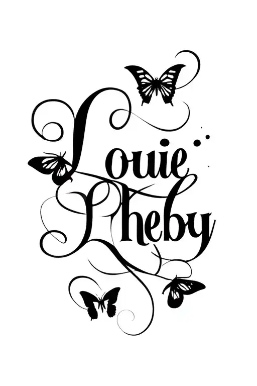 Swirly Names Louie Theo Ruby And Roman Incorporated With Butterfly Sillohouttes