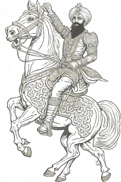 Sikh Warrior Riding A Rearing Horse