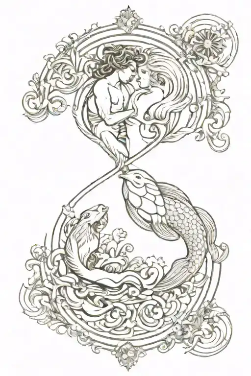 Aquarius And Pisces Sign Mixed Together Symbolizing The Client's Love