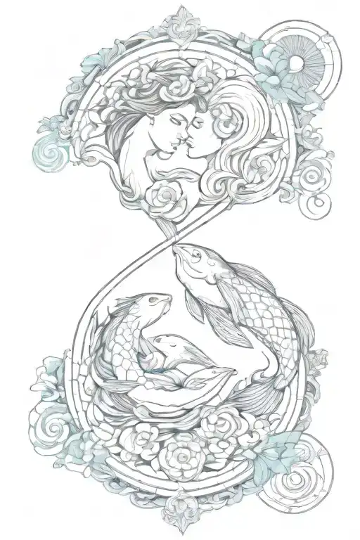 Aquarius And Pisces Sign Mixed Together Symbolizing The Client's Love