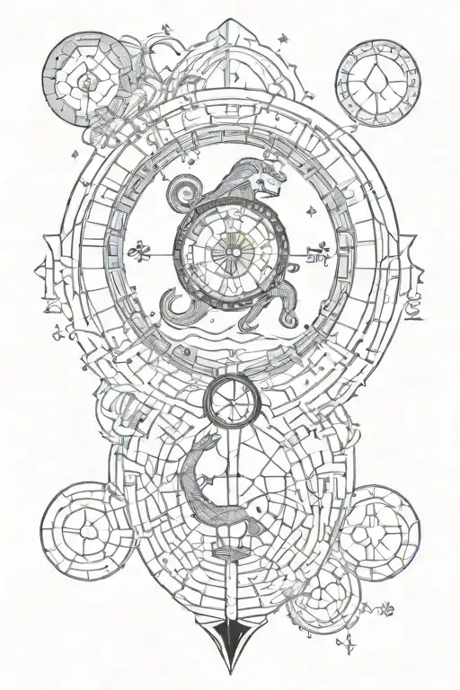 Sacred Geometric Aquarius Symbols Integrated Astrological Sign