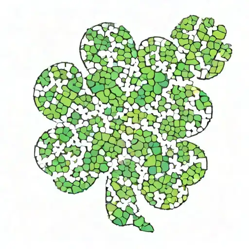 Four Leaf Clover Made Of Puzzle Pieces Forming The Shape