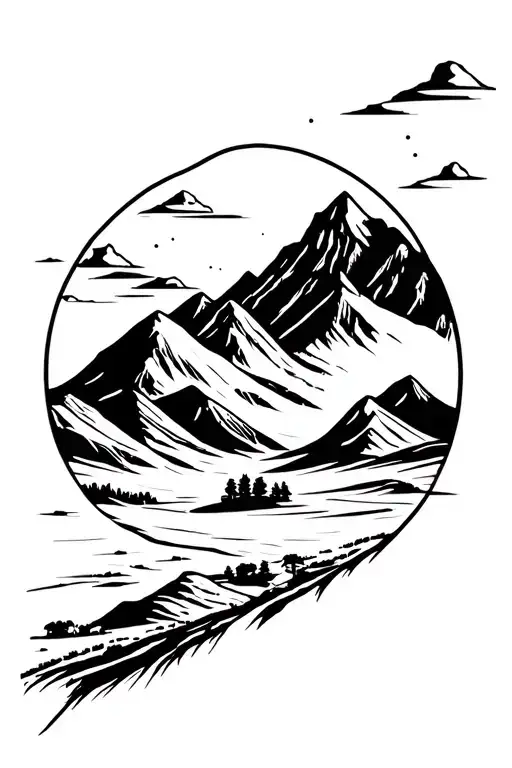 Desert And Mountain Scene Abstact