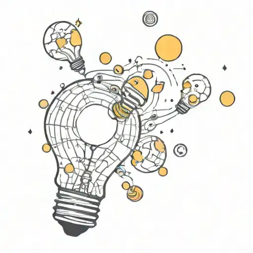 Broken Lightbulb With Small Planets Orbiting