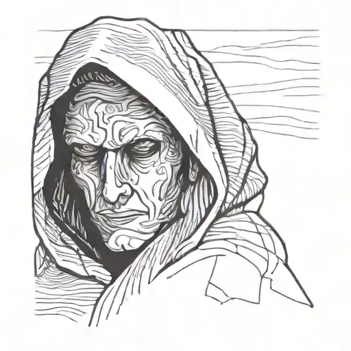 Dark Figure Hidden Behind A Dark Hood And Robe
