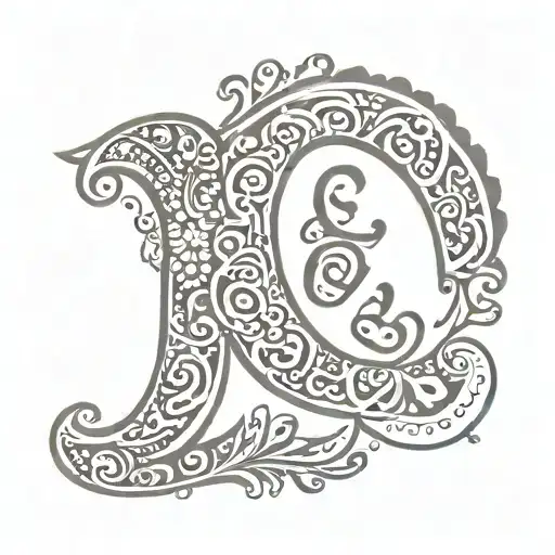 Letter E Inside A Mehndi Patterns Symbolizing Love