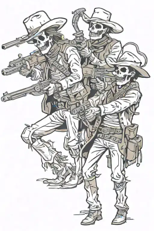 Cowboy Skeletons Gun Fight In Saloon