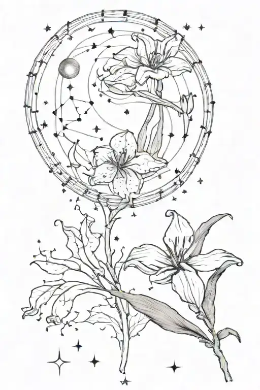Constellation Of Gemini With One Tulip And One Moonstone