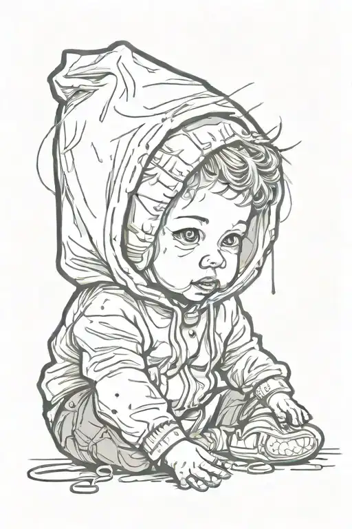 Baby Angle In A Hoodie And A Spray Can