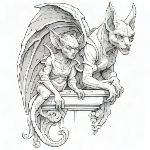 Gargoyle Mother And Her Daughter