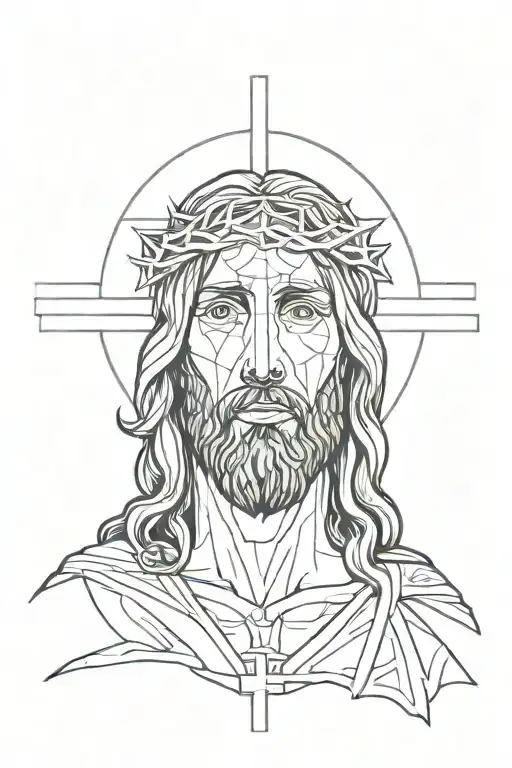 A Modern Interpretation Of Jesus Christ In A Minimalist Blackwork Style