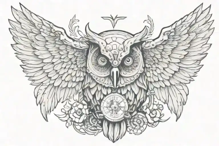 Steam Punk Owl Wings With Skull Wearing