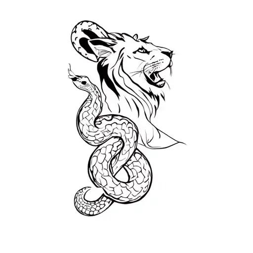 A Lion And A Snake