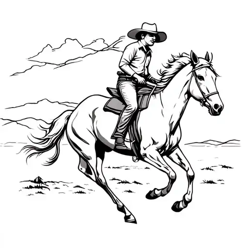 Australian Cowboy Themed Tattoo Bucking Horse Cattle Campdraft Australian Stockman Tattoo Outline