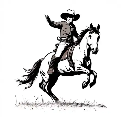 Australian Cowboy Themed Tattoo Bucking Horse Cattle Campdraft Australian Stockman Tattoo Outline