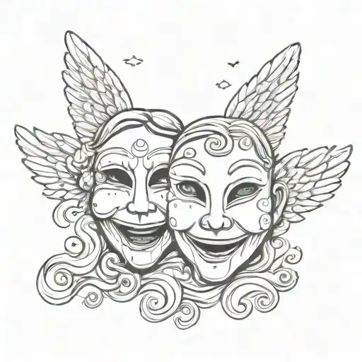 Angel Sad And Happy Mask