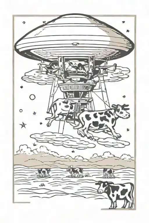 Ufo And Cow Romb Rectangle