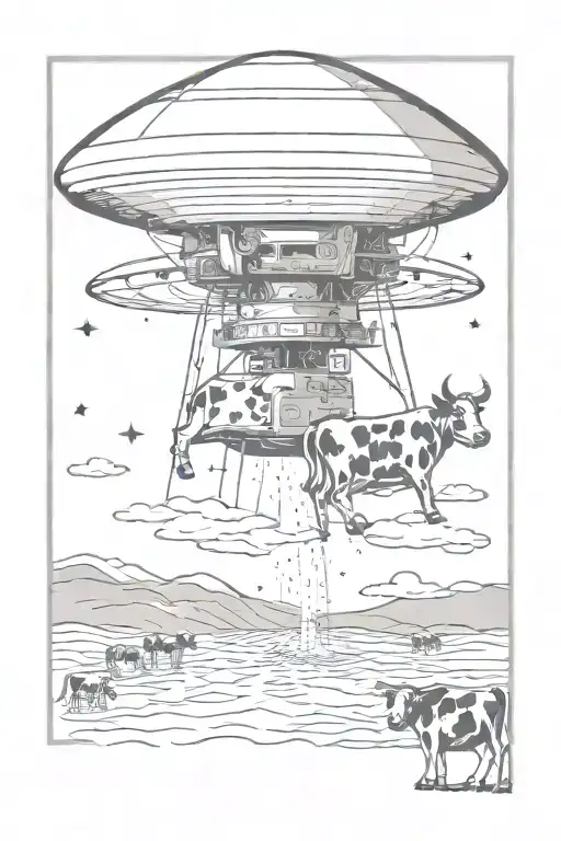 Ufo And Cow Romb Rectangle