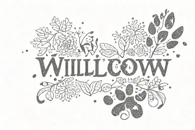 The Words Willow And Winter With Cat Paw Print